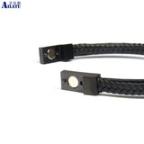 Leather Bracelet Stainless Steel Clasps Charm Bangle