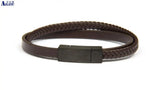 Leather Bracelet Stainless Steel Clasps Charm Bangle