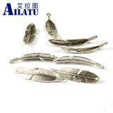 20pcs Zinc Alloy Feather Decorated for DIY Necklace Jewelry