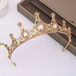 Champagne Rhinestone Bride Headdress Crown Tiara Bridal Hair Jewelry