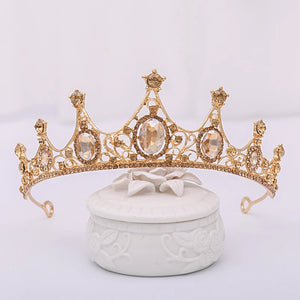 Champagne Rhinestone Bride Headdress Crown Tiara Bridal Hair Jewelry
