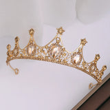 Champagne Rhinestone Bride Headdress Crown Tiara Bridal Hair Jewelry