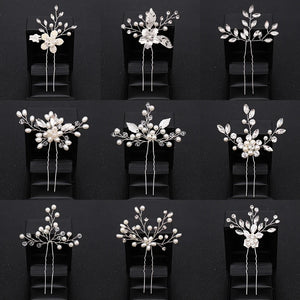 AiliBride Flower Pearl Wedding Hair pins Bridal Hair Accessories