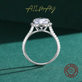 925 Sterling Silver Heart Rings Clear Zircon Statement Jewelry