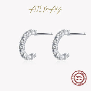 925 Silver Zircon Stud Earrings Wedding Jewelry Gift