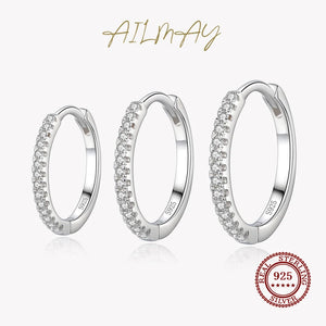 925 Silver Zircon Hoop Earrings Anti-allergy Jewelry