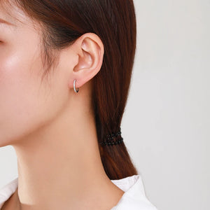 925 Silver Zircon Hoop Earrings Anti-allergy Jewelry