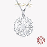925 Silver Star Pendant Necklace CZ Women Girls Jewelry