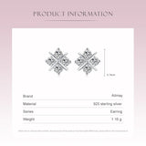 925 Silver Clear CZ Flower Stud Earrings Women Hypoallergenic Jewelry