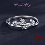 925 Silver Foliage Charm Ring CZ Jewelry Women