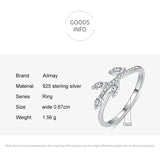 925 Silver Foliage Charm Ring CZ Jewelry Women