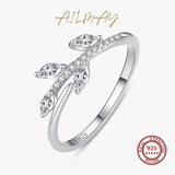 925 Silver Foliage Charm Ring CZ Jewelry Women