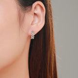 925 Silver Zircon Leaf Stud Earrings Wedding Jewelry