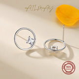 925 Silver Round Earrings Clear Zircon Wedding Jewelry