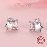 925 Silver Mini Love Hearts Stars Zircon Earrings