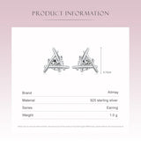 925 Sterling Silver Triangle Geometric Earrings with Clear CZ