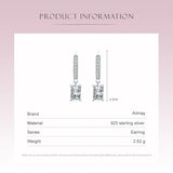 925 Silver CZ Rectangle Drop Earrings Wedding Jewelry