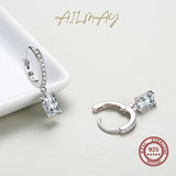 925 Silver CZ Rectangle Drop Earrings Wedding Jewelry