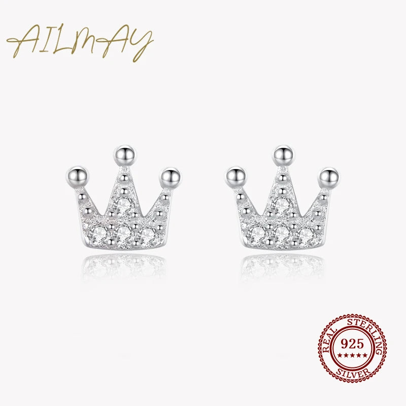 925 Sterling Silver Crown Earrings for Women