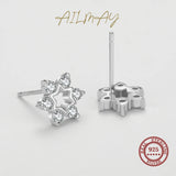 925 Sterling Silver Sparkling Stars Clear CZ Stud Earrings