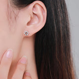 925 Sterling Silver Sparkling Stars Clear CZ Stud Earrings