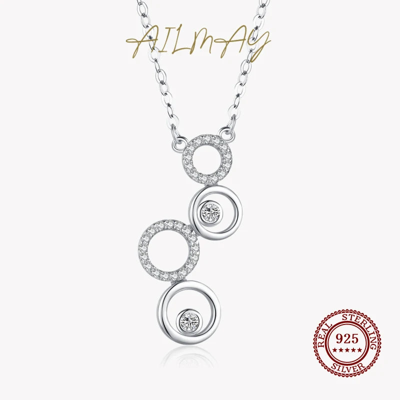 925 Silver CZ Bubble Long Pendant Necklace Wedding Jewelry