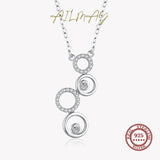 925 Silver CZ Bubble Long Pendant Necklace Wedding Jewelry