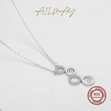 925 Silver CZ Bubble Long Pendant Necklace Wedding Jewelry