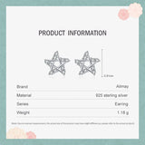 925 Silver Star Clear Zircon Stud Earrings Women Jewelry Gift