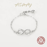 925 Sterling Silver Infinite Love CZ Chain Link Finger Ring