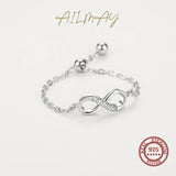 925 Sterling Silver Infinite Love CZ Chain Link Finger Ring