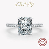 925 Silver Rectangle Zircon Finger Ring Women Engagement Jewelry