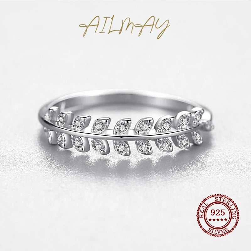 925 Sterling Silver Vintage Lucky Tree Leaf Finger Ring Women Anniversary Gift