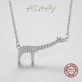 925 Silver Giraffe CZ Pendant Necklace for Women Girls