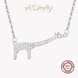 925 Silver Giraffe CZ Pendant Necklace for Women Girls