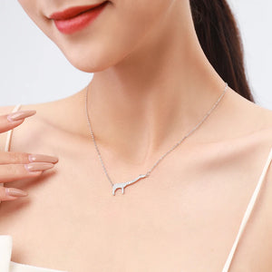 925 Silver Giraffe CZ Pendant Necklace for Women Girls