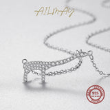 925 Silver Giraffe CZ Pendant Necklace for Women Girls