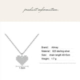 925 Silver Heart Pendant Necklace Clear CZ Women Wedding Jewelry