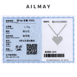 925 Silver Heart Pendant Necklace Clear CZ Women Wedding Jewelry