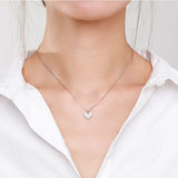 925 Silver Heart Pendant Necklace Clear CZ Women Wedding Jewelry