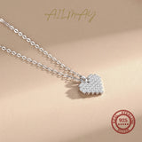 925 Silver Heart Pendant Necklace Clear CZ Women Wedding Jewelry