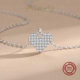 925 Silver Heart Pendant Necklace Clear CZ Women Wedding Jewelry