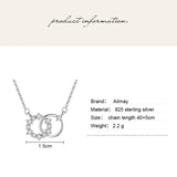 925 Sterling Silver Double Circle Tiny Flower Round Sterling Pendant Necklace