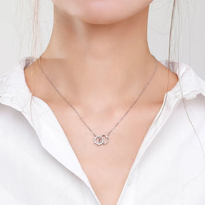 925 Sterling Silver Double Circle Tiny Flower Round Sterling Pendant Necklace