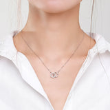 925 Sterling Silver Double Circle Tiny Flower Round Sterling Pendant Necklace