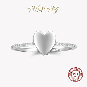 925 Sterling Silver CZ Heart Finger Ring for Women
