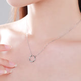 925 Silver Geometric Round Pendant Necklace Statement Minimalist Jewelry