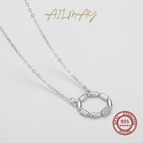 925 Silver Geometric Round Pendant Necklace Statement Minimalist Jewelry