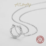 925 Silver Geometric Round Pendant Necklace Statement Minimalist Jewelry