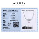 925 Silver Pink Zircon Water Drop Necklace For Women
